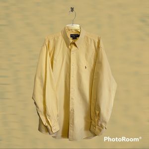 Polo Ralph Lauren Yarmouth 100% Cotton Oxford Light Yellow Dress Shirt.